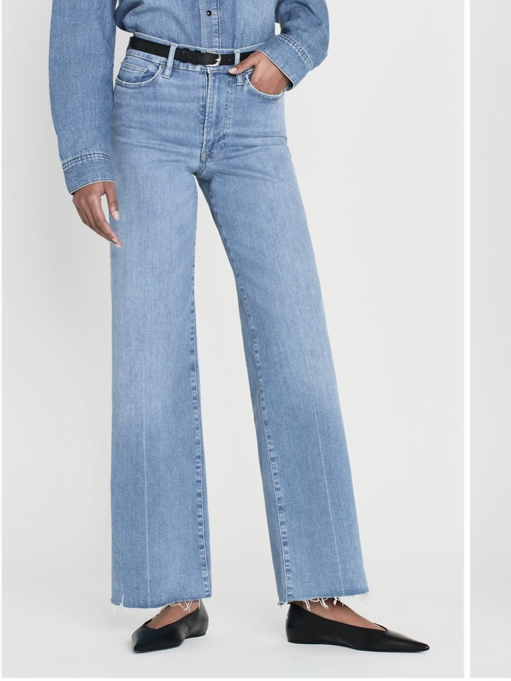 FRAME Le Slim Raw Fray Hem Palazzo Jeans